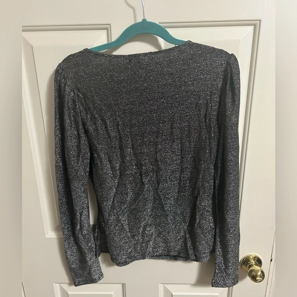 Revolve n:Philanthropy Delia Black‎ Silver Metallic Top NEW Women’s XL - Picture 3 of 4
